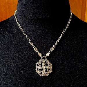 Brighton Retired Reversible Marcasite pendant Necklace